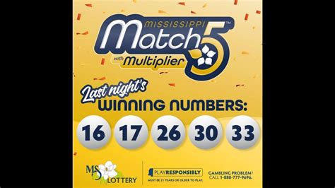 These are the past <strong>Mississippi Match 5 numbers</strong> for the year 2022. . Ms lottery match 5